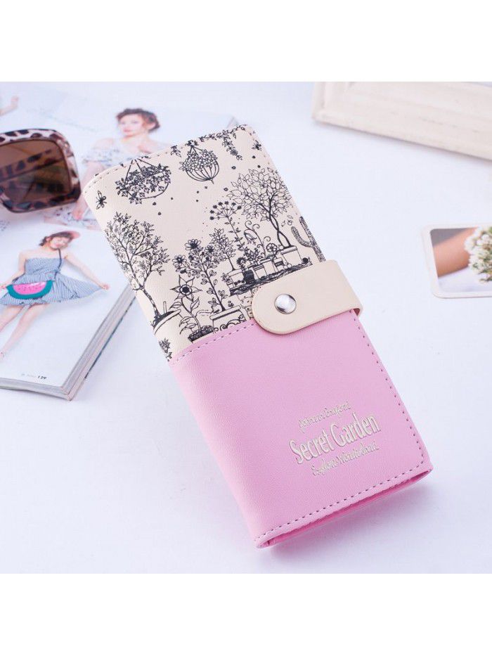 New product quick order fashion landscape Pu large capacity lady's wallet card bag lady's mobile phone hand bag