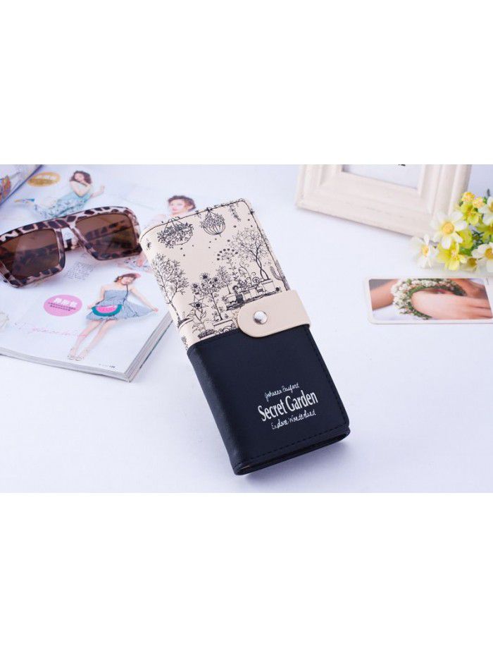 New product quick order fashion landscape Pu large capacity lady's wallet card bag lady's mobile phone hand bag