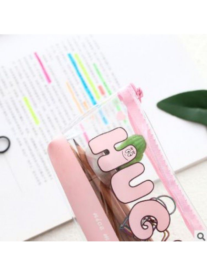 Stationery cute girl is a large capacity pencil bag Baba family transparent pencil bag stationery bag pencil bag