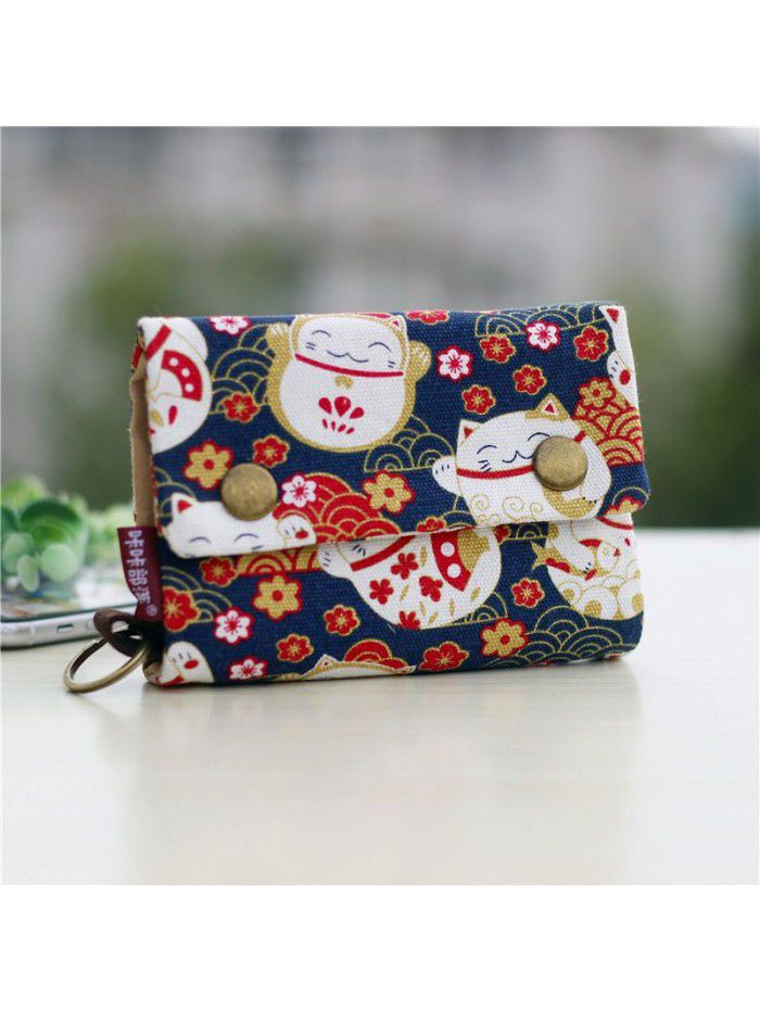 Kaka tribe Korean canvas men's and women's wallets small wholesale Taobao multi-purpose key bag