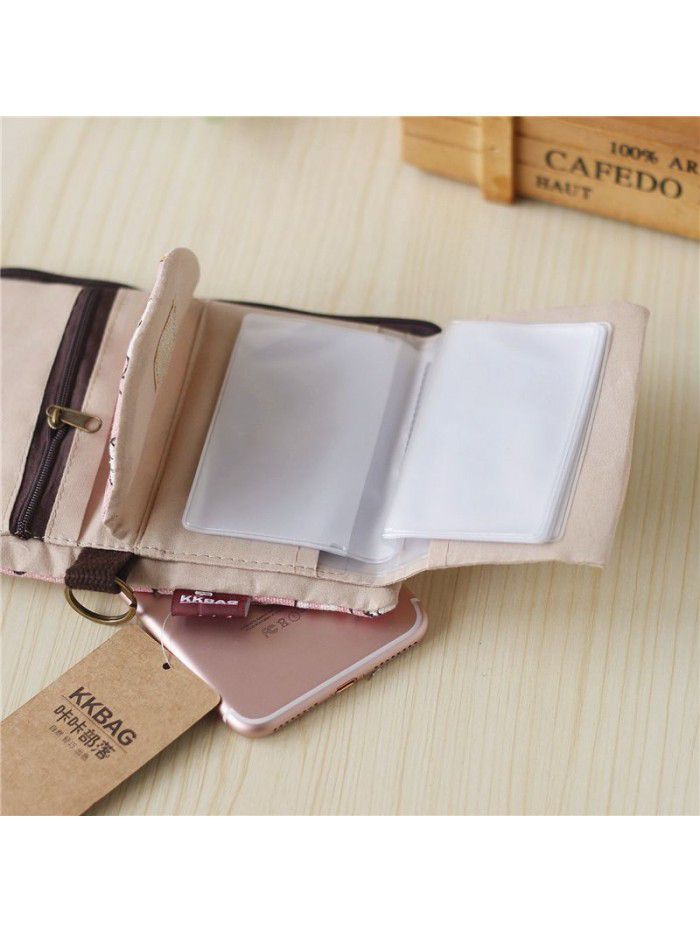 Kaka tribe Korean canvas men's and women's wallets small wholesale Taobao multi-purpose key bag