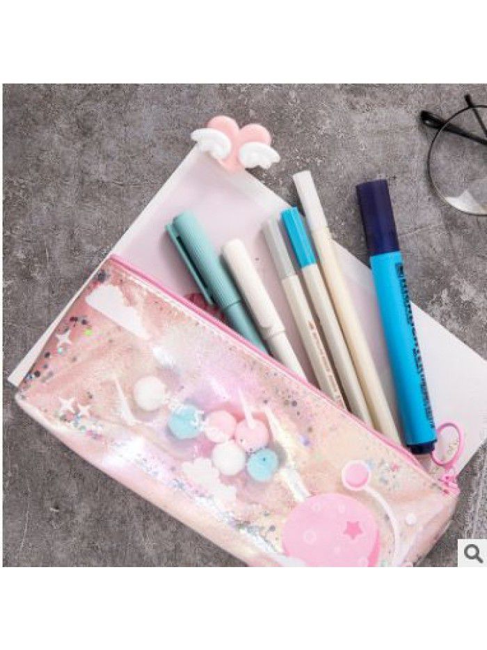 Creative planet quicksand pencil case student personalized stationery case waterproof gorgeous stationery bag laser pencil case