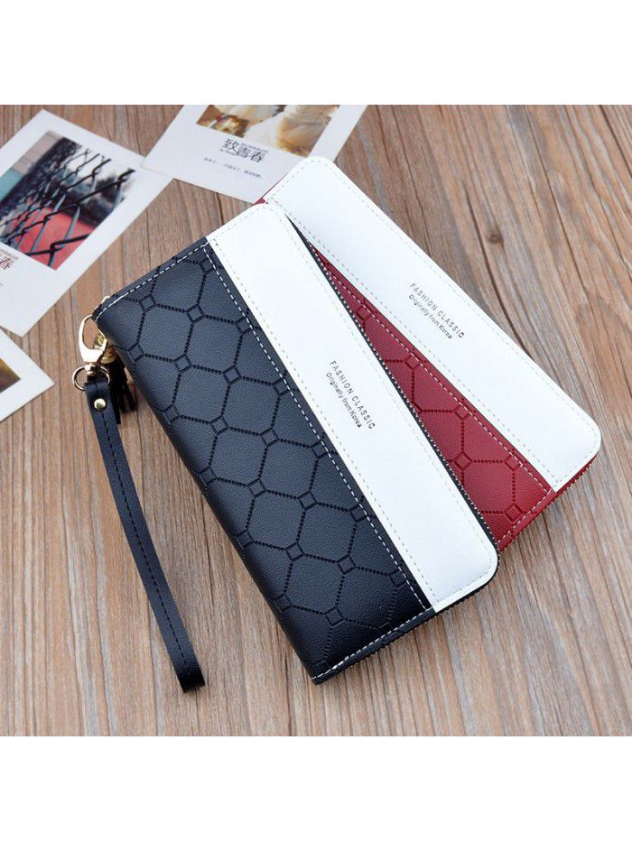  new handbag women's wallet women's long zipper tassel splicing embossed large capacity wallet mobile phone bag