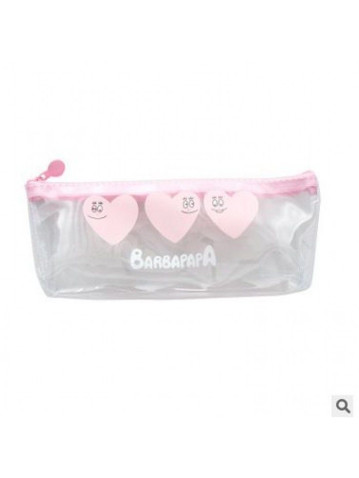 Stationery cute girl is a large capacity pencil bag Baba family transparent pencil bag stationery bag pencil bag
