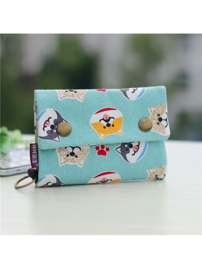 Kaka tribe Korean canvas men's and women's wallets small wholesale Taobao multi-purpose key bag