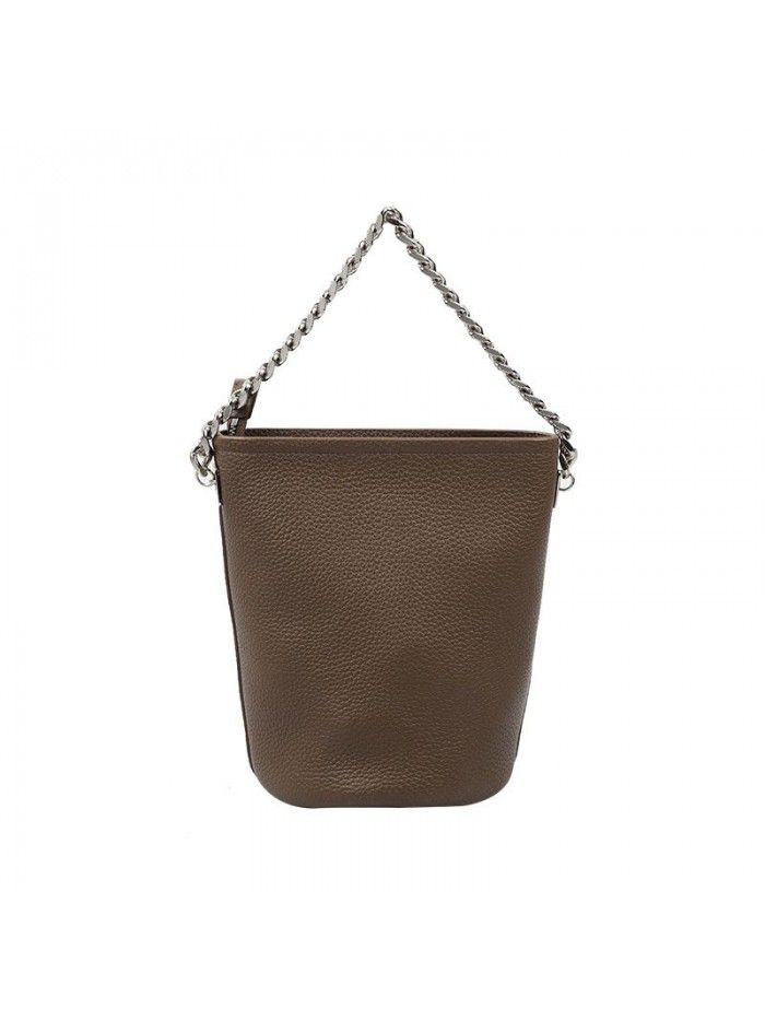 Bag women's bag new 2021 One Shoulder Messenger Bag coffee leisure trend bucket bag head leather bag