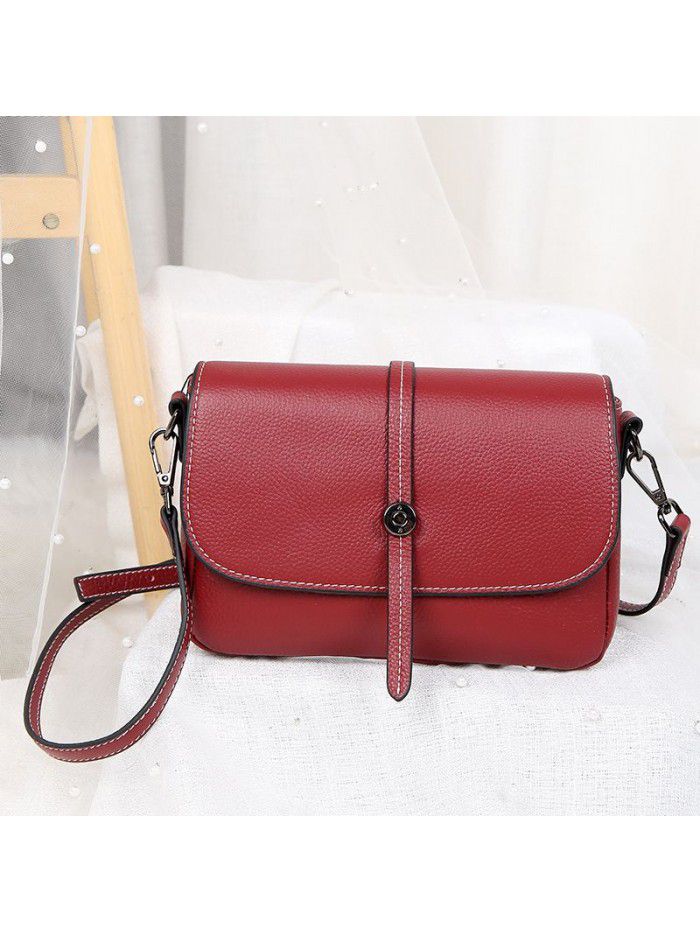 Leather women's bag 2021 new fashion messenger bag Korean women's small square bag trend cow leather shoulder bag 5510