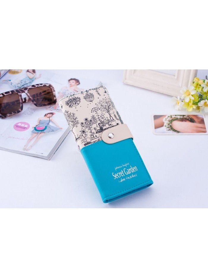 New product quick order fashion landscape Pu large capacity lady's wallet card bag lady's mobile phone hand bag