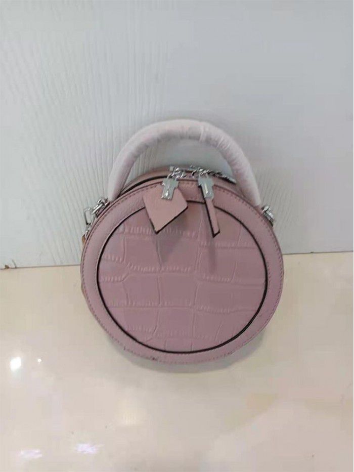 Leather small bag women's bag new 2021 fashion foreign style portable small round bag jaw fish Single Shoulder Messenger Bag 805