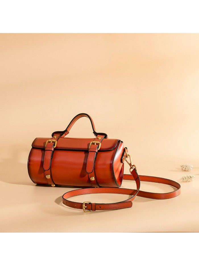 new Crossbody Bag cowhide retro shoulder bag trend portable postman bag leather women's bag small bag 3050