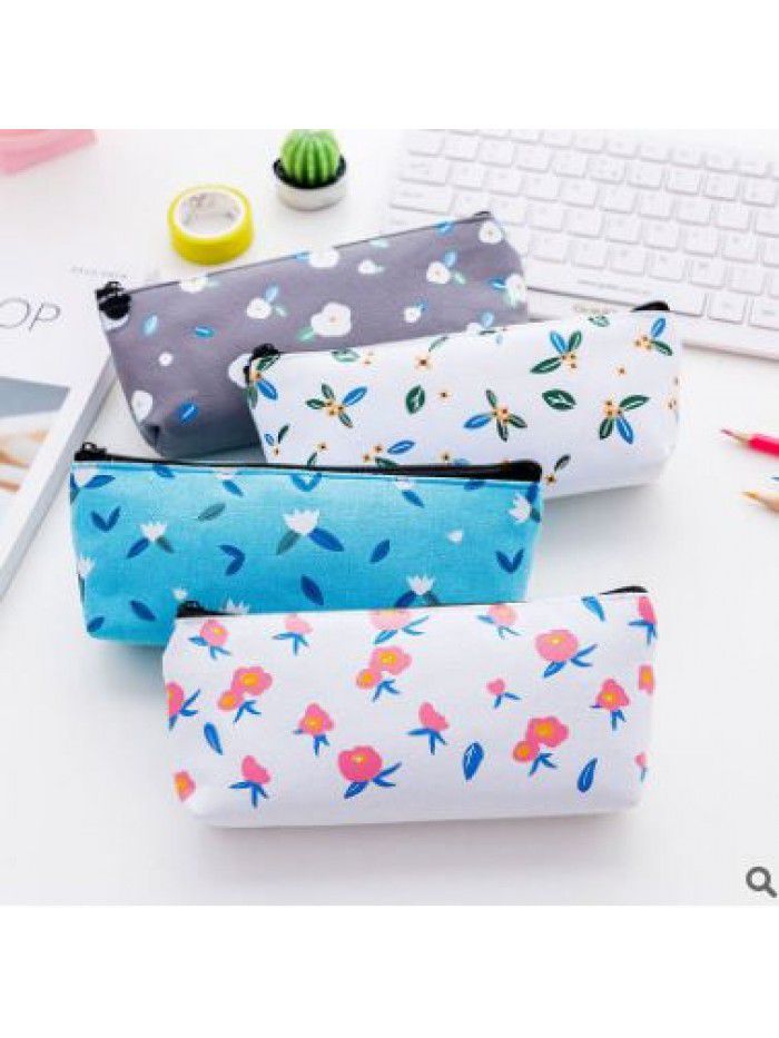 Korean stationery simple large capacity pencil case stationery bag student supplies girls small fresh lovely canvas pencil bag