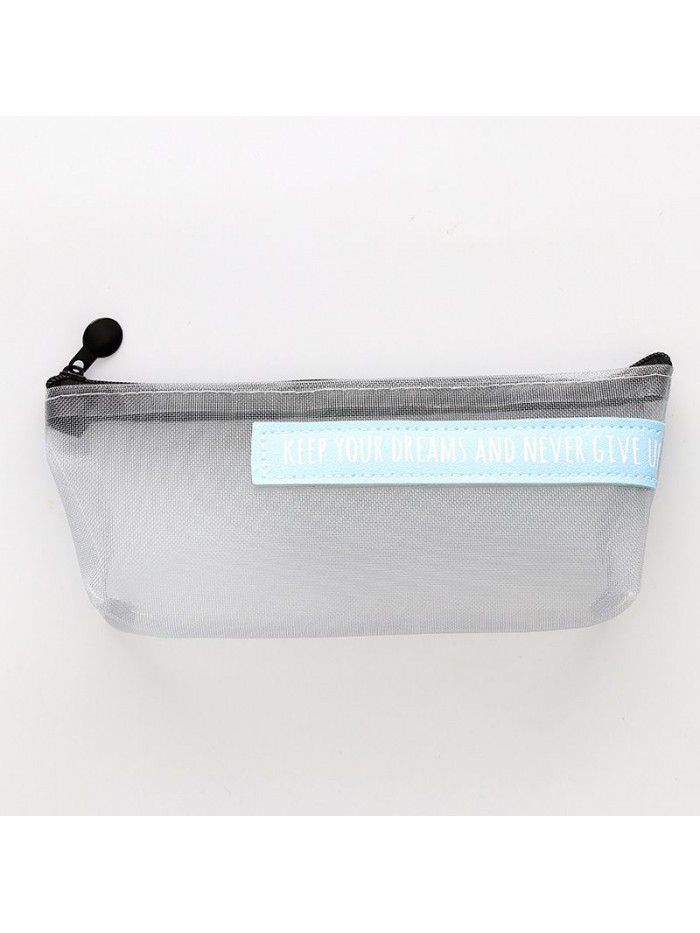 Korean transparent mesh pencil case zipper stationery bag for boys and girls creative large capacity stationery pencil case storage bag