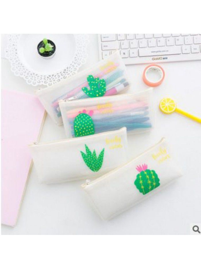  new Korean pencil case PVC soft lead cactus pencil case zipper pencil case stationery case customized