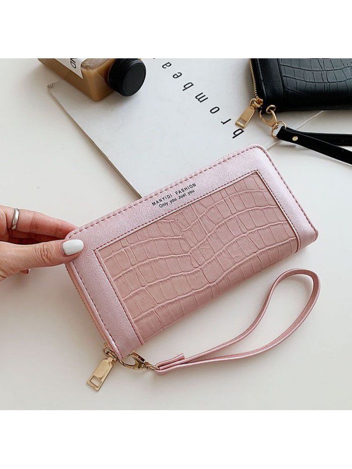 Manufacturer wholesale 2021 spring new wallet lady crocodile long belt wristband hand bag