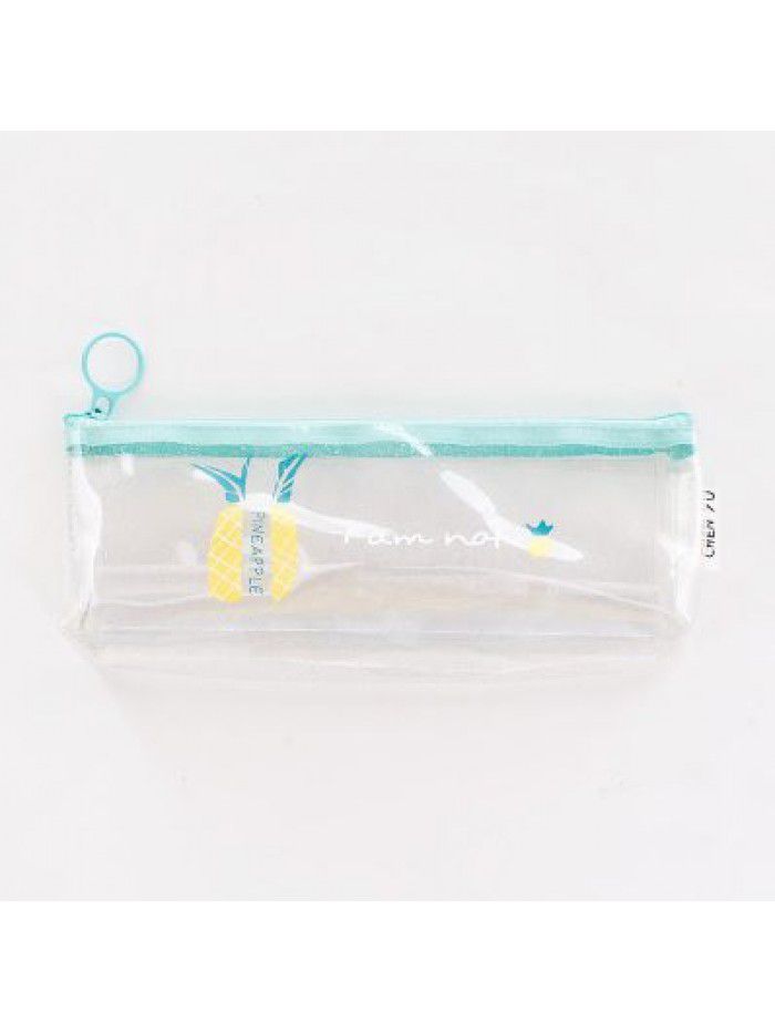 Korean simple girl small fresh fruit laser transparent pencil case large capacity creative cute stationery box for primary school students