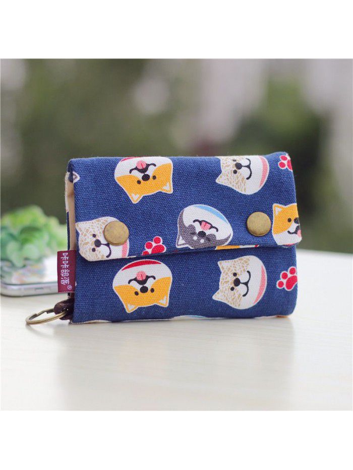 Kaka tribe Korean canvas men's and women's wallets small wholesale Taobao multi-purpose key bag