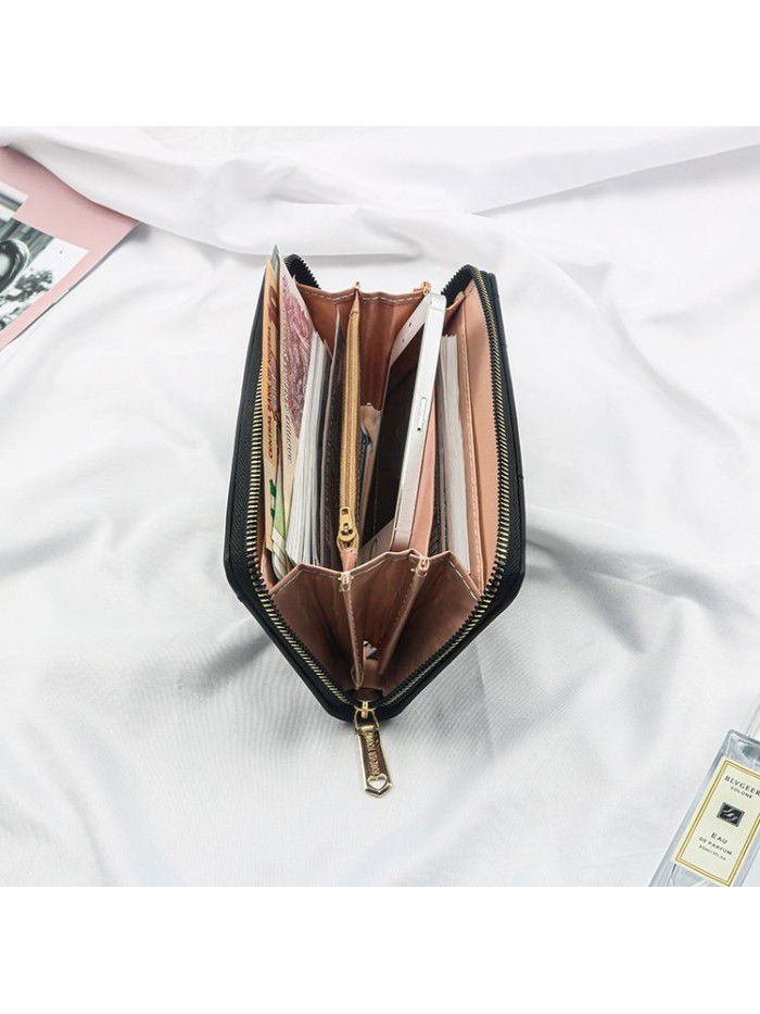 New wallet PU leather wrist bag women's large capacity mobile phone holding bag zipper Long Wallet