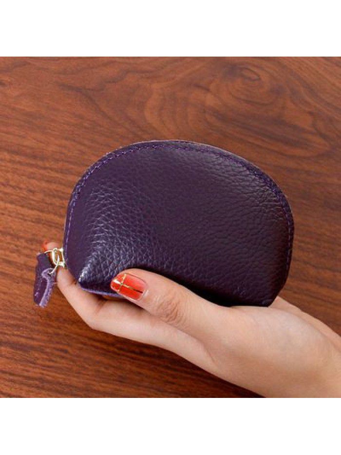  new simple retro Mini zero wallet cowhide wallet women's leather dumpling zipper Coin Bag Fashion