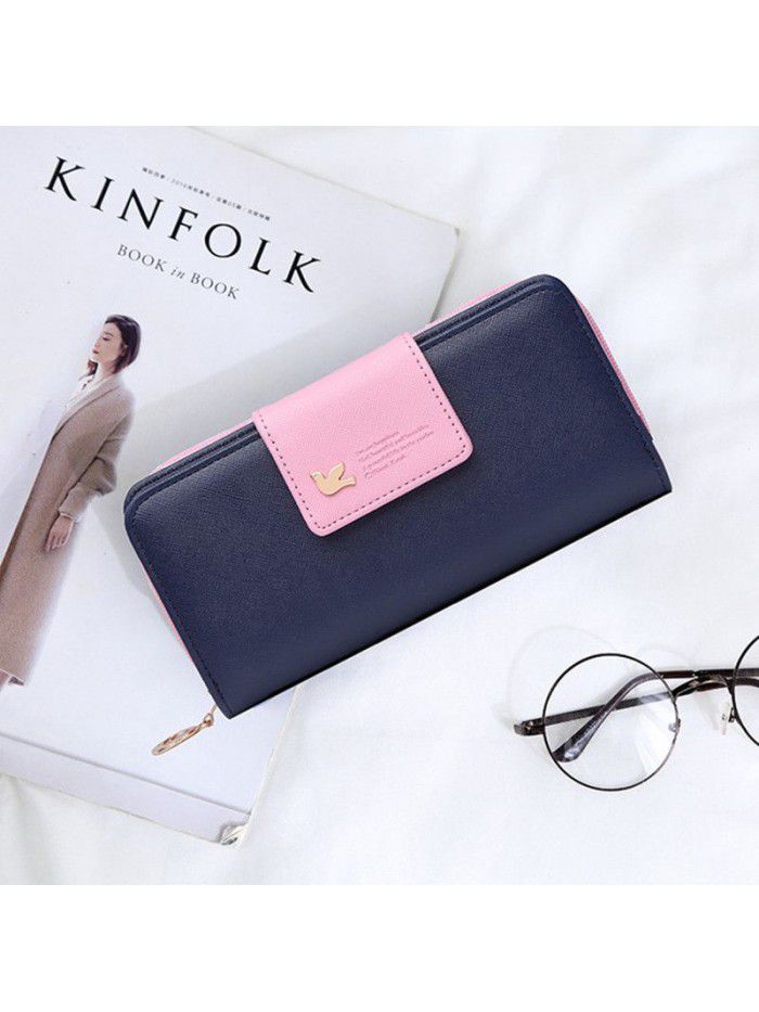 Hot cross border new wallet flying bird buckle Long Wallet Korean high capacity mobile phone bag lady's hand bag