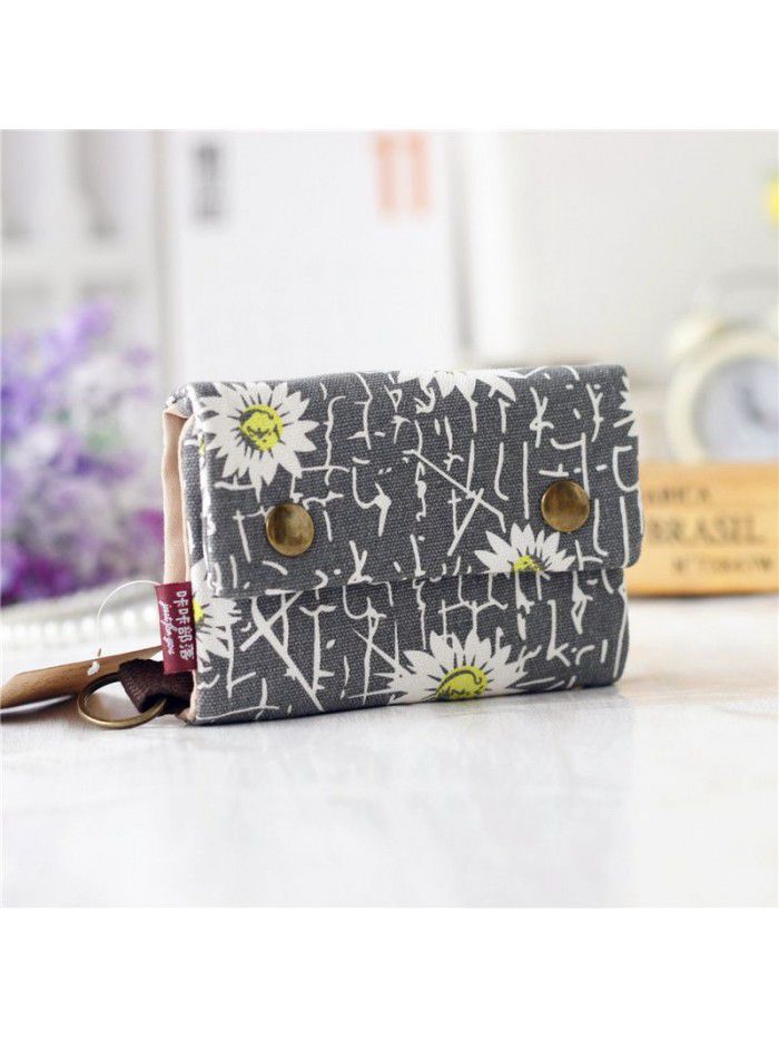 Kaka tribe Korean canvas men's and women's wallets small wholesale Taobao multi-purpose key bag