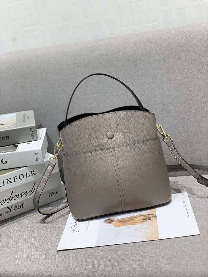 Cowhide women's bag 2021 new Korean one shoulder slung fashion handbag niche Design Leather bucket bag 8809