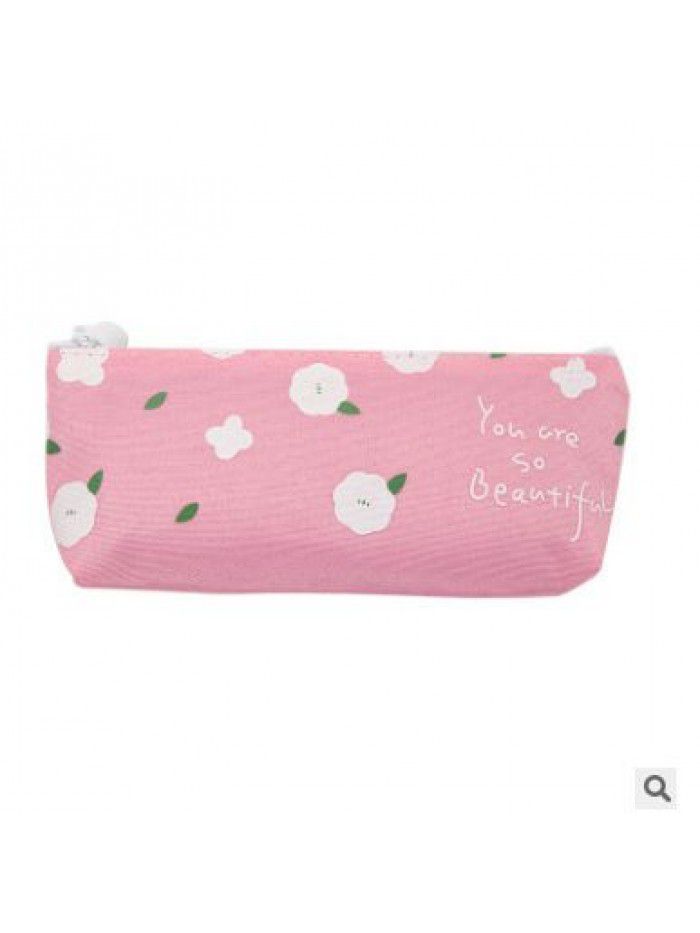 Unknown flower triangle pencil case large capacity stationery bag primary school student storage bag cute creative pencil case stationery case