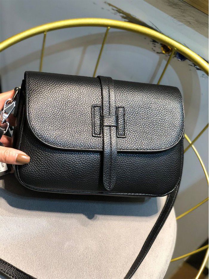 Korean top leather bag women's 2021 new leather bag simple and versatile One Shoulder Messenger Bag 8838