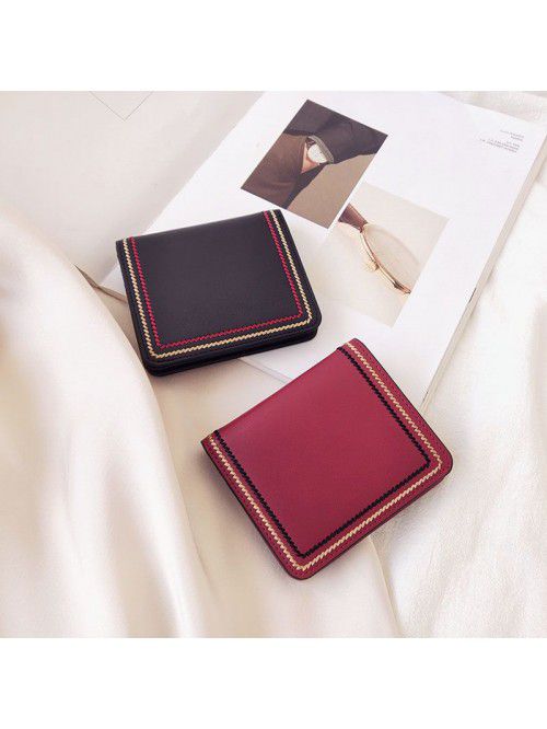 Leather Wallet women's short 2020 new small fresh ...