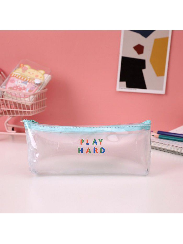Cute cartoon PVC pencil case simple and creative Japanese stationery bag girl pupil pencil case boy