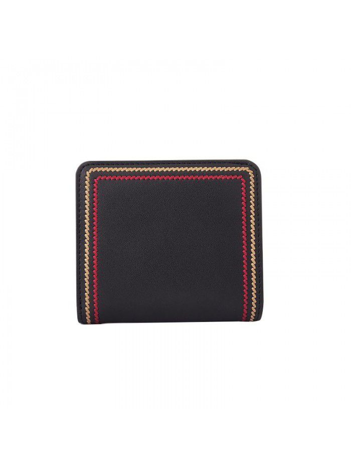 Leather Wallet women's short 2020 new small fresh women's folding card bag Korean version simple, compact and ultra thin fashion