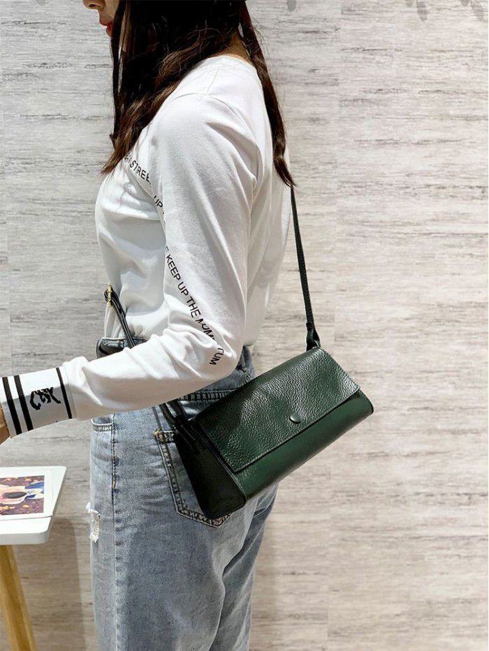 Imported top leather 2021 new simple and fashionable versatile women's leather Single Shoulder Messenger Bag 1996