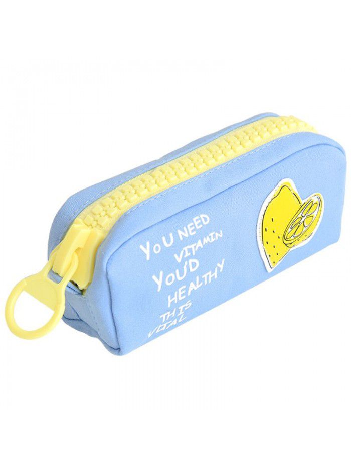 Creative stationery fruit large zipper canvas pencil bag student large capacity storage pencil bag office supplies