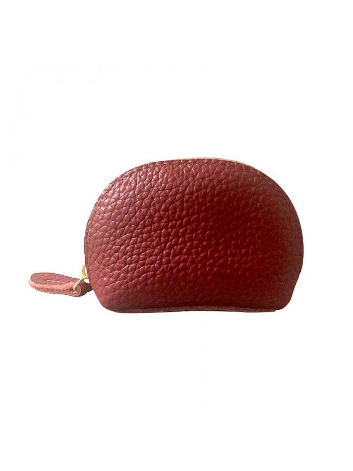  new simple retro Mini zero wallet cowhide wallet women's leather dumpling zipper Coin Bag Fashion