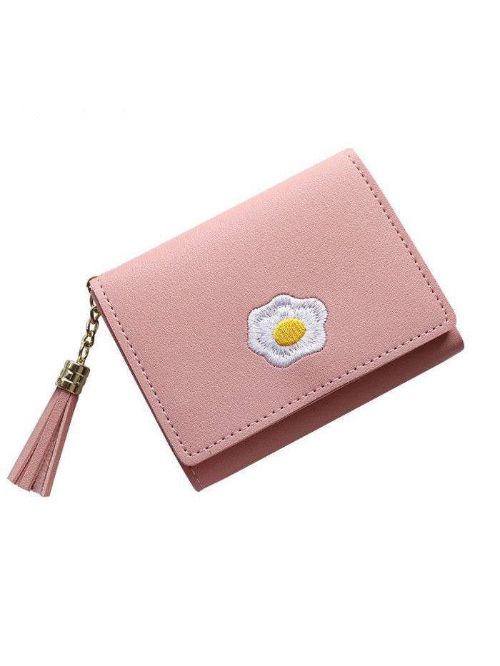 New wallet short women's Zipper Wallet Korean litchi pattern versatile pocket card bag