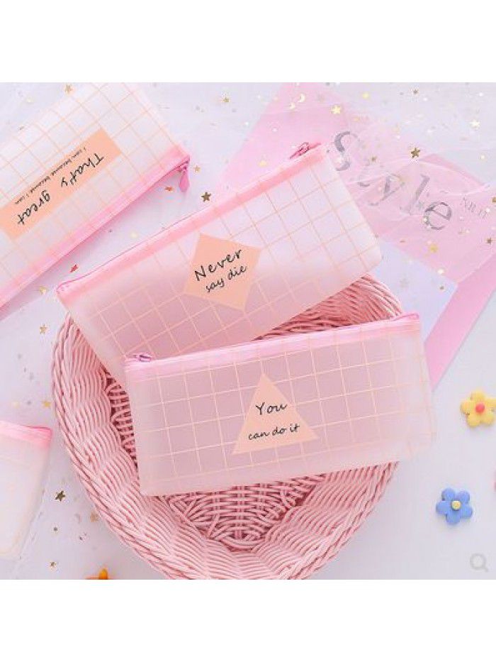 Creative simple pencil case girl cute stationery bag student stationery transparent large capacity storage box pencil case
