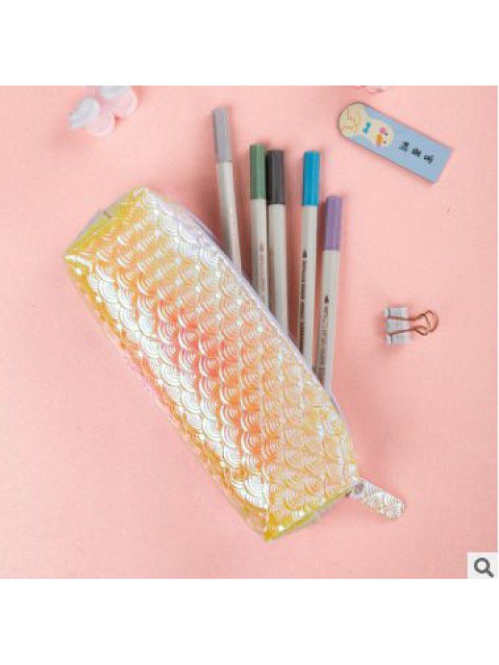 New Korean lovely Fishscale pencil case laser stationery Fishscale pencil case student pencil case