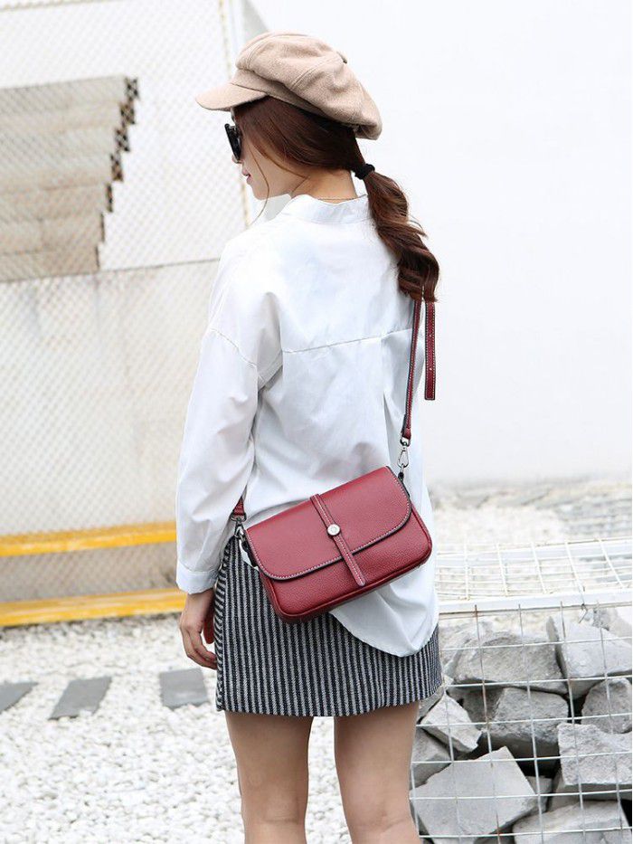 Leather women's bag 2021 new fashion messenger bag Korean women's small square bag trend cow leather shoulder bag 5510