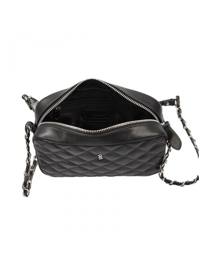  spring new xiaoxiangfeng Lingge Messenger Bag Black simple large capacity one shoulder women's bag chain bag