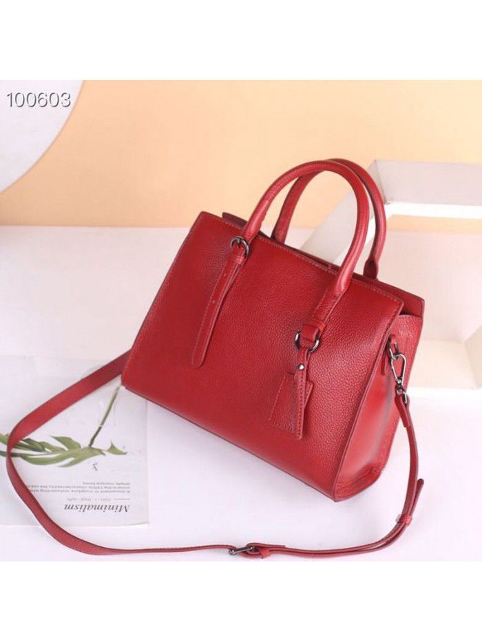 European and American style litchi pattern leather women's bag 2021 new leather handbag fashion trend One Shoulder Messenger Bag 8159