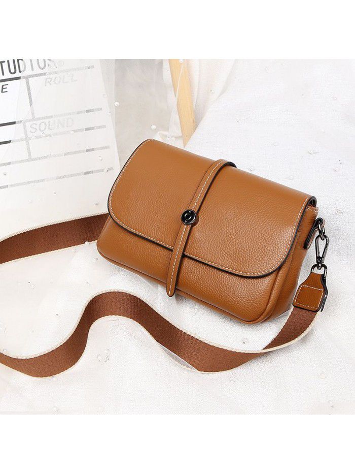 Leather women's bag 2021 new fashion messenger bag Korean women's small square bag trend cow leather shoulder bag 5510