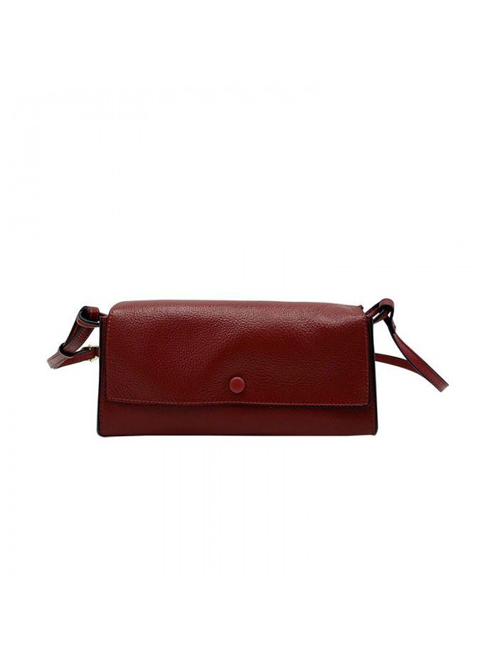 Imported top leather 2021 new simple and fashionable versatile women's leather Single Shoulder Messenger Bag 1996