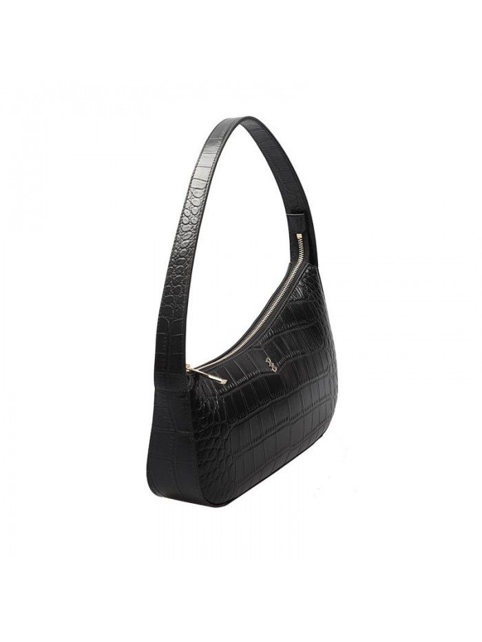 New crocodile leather underarm bag black simple ol commuter women's shoulder bag