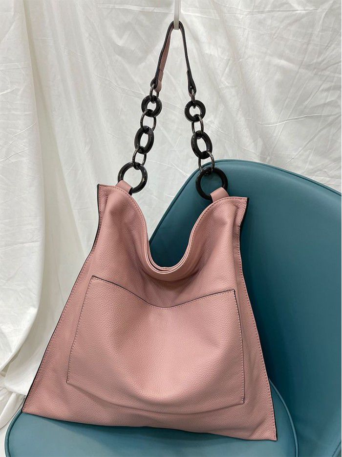 Cross border leather women's bag 2021 new leather big bag top layer cow leather European and American fashion single shoulder bag 5506