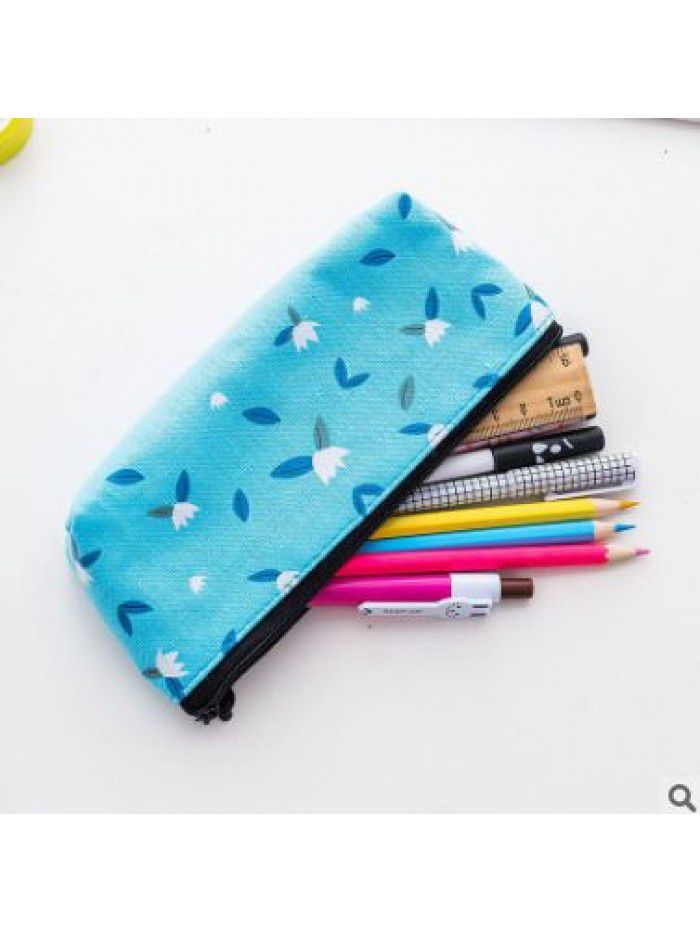 Korean stationery simple large capacity pencil case stationery bag student supplies girls small fresh lovely canvas pencil bag
