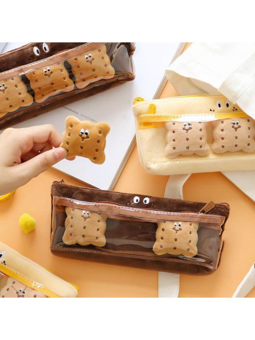Double layer snack sandwich biscuit Plush pencil b...