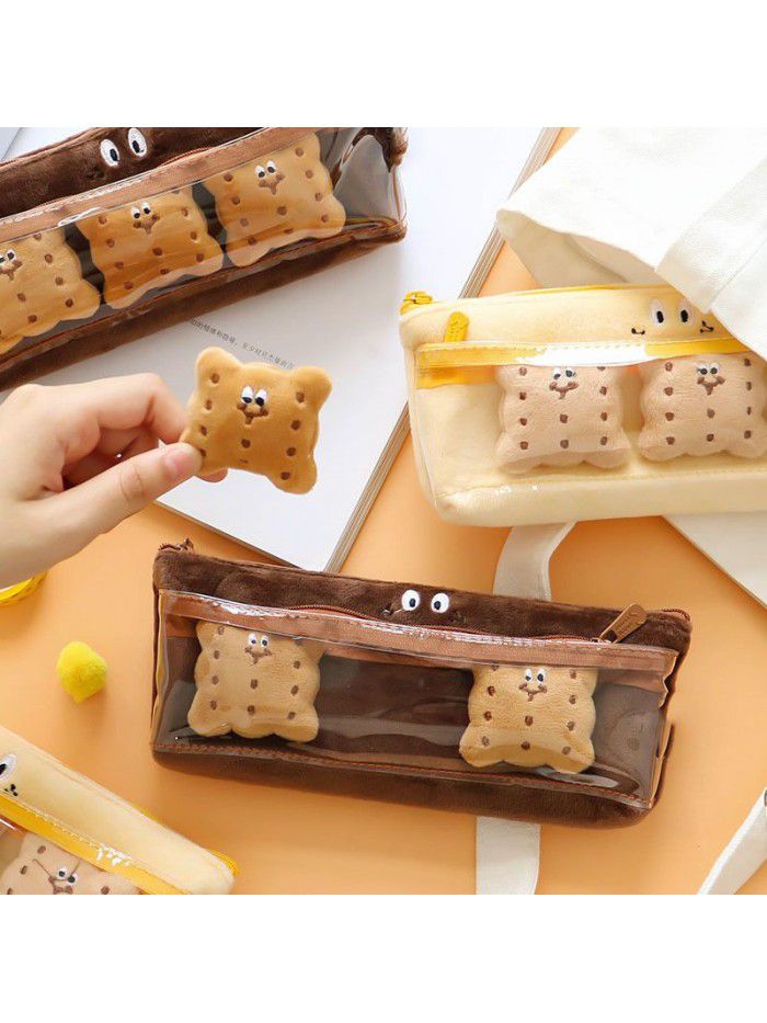 Double layer snack sandwich biscuit Plush pencil bag for Japanese students