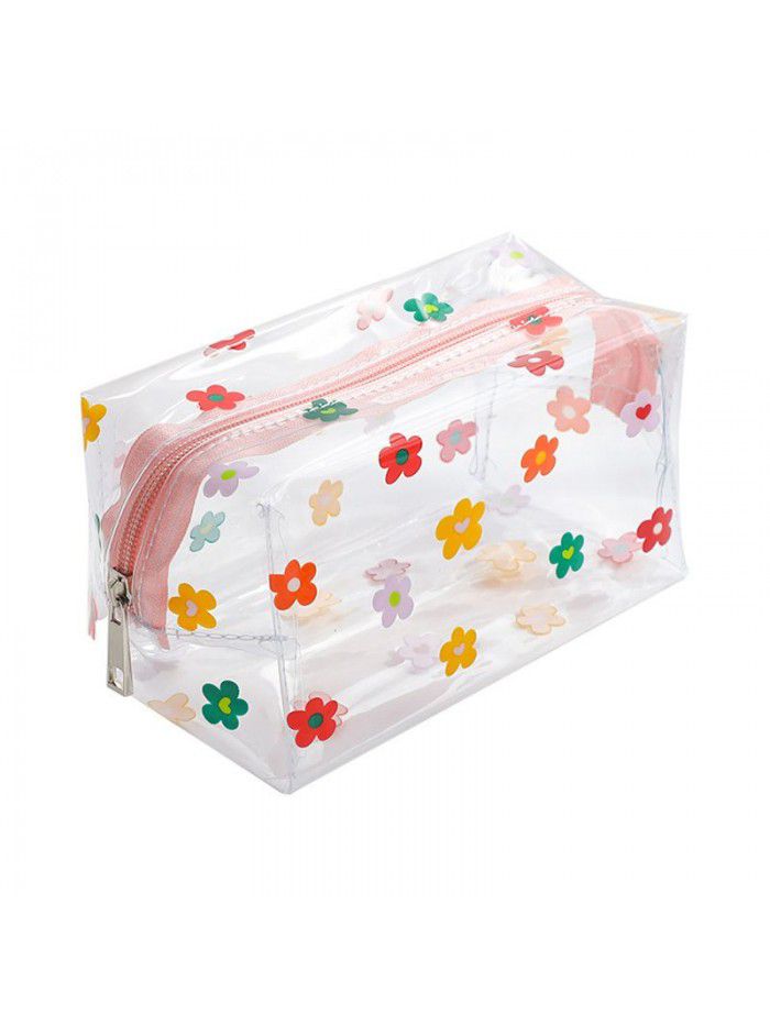 South Korea ins Yuya flower transparent waterproof cosmetic bag female portable large capacity girl's travel washing bag