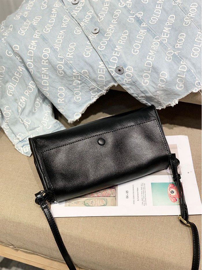 Imported top leather 2021 new simple and fashionable versatile women's leather Single Shoulder Messenger Bag 1996