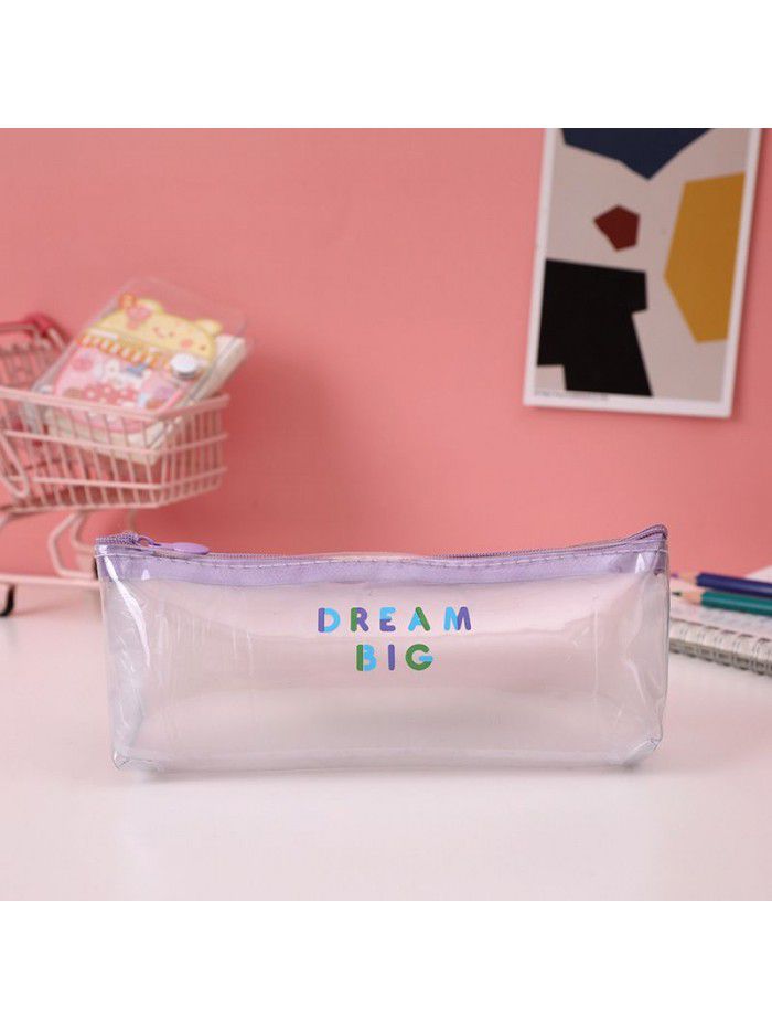 Cute cartoon PVC pencil case simple and creative Japanese stationery bag girl pupil pencil case boy