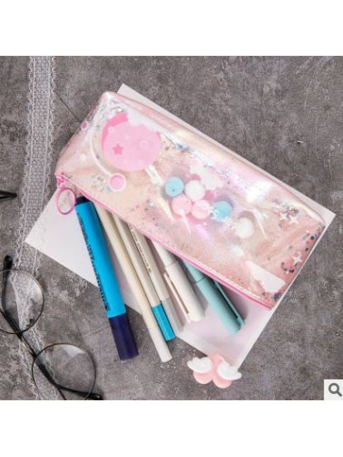 Creative planet quicksand pencil case student personalized stationery case waterproof gorgeous stationery bag laser pencil case